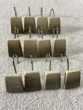 5/$35 Brushed Beige Taupe Ombré Shower Curtain Hooks 12pcs